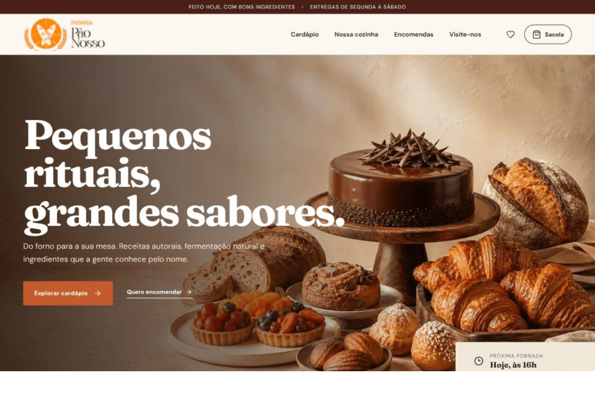 Site Institucional para Padaria